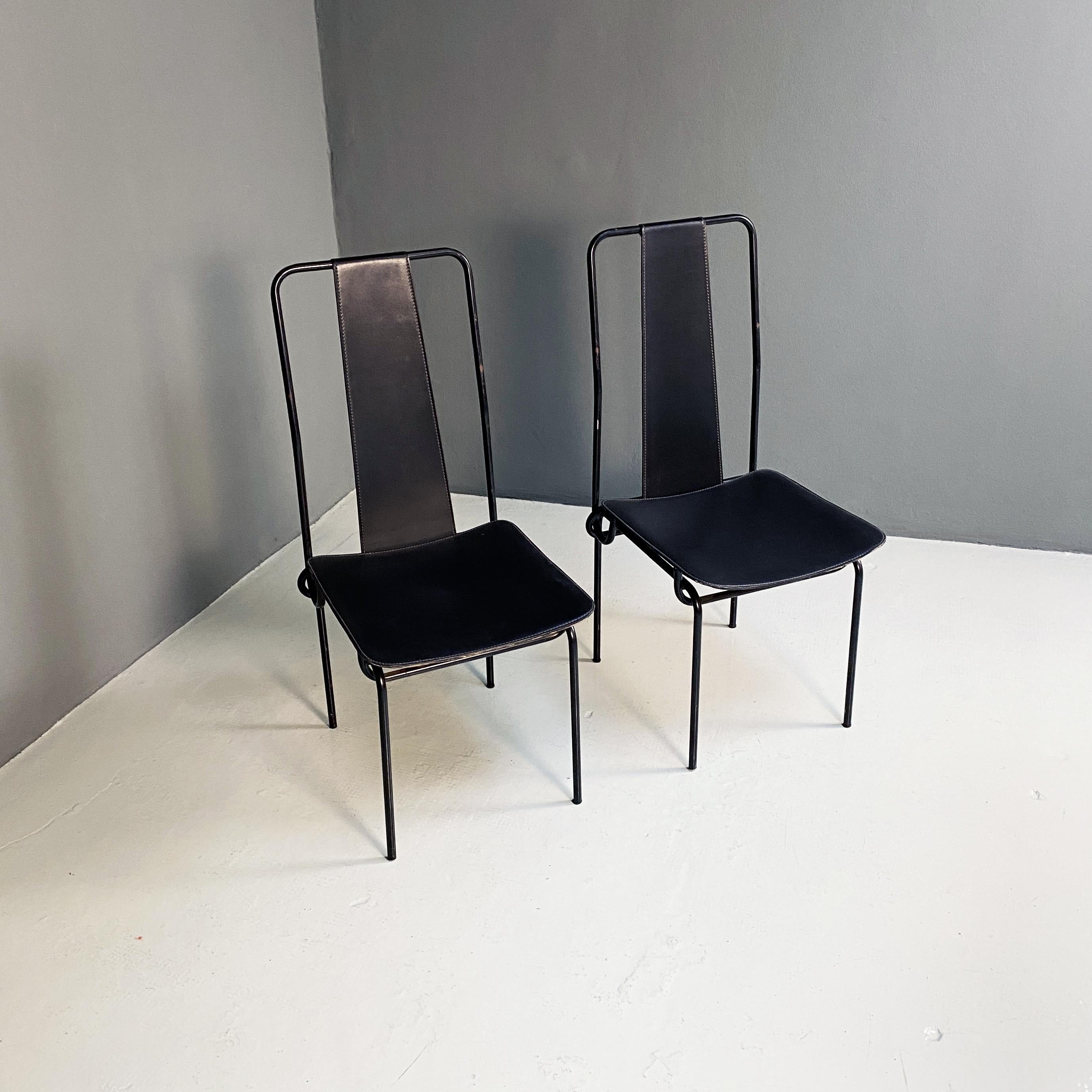 Modern Italian modern Black chairs by Adalberto del Lago for Misura Emme, 1980s For Sale