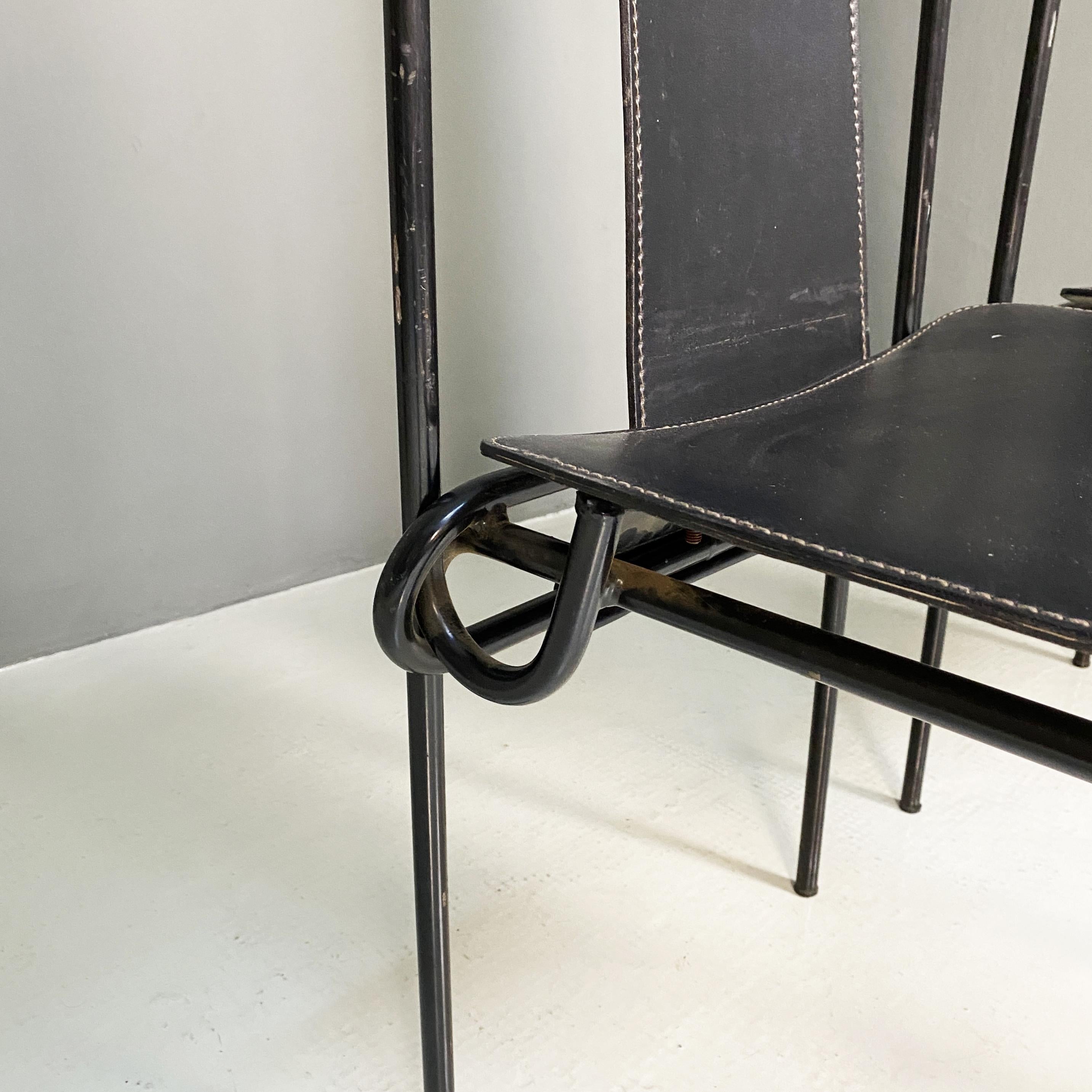 Late 20th Century Italian modern Black chairs by Adalberto del Lago for Misura Emme, 1980s For Sale