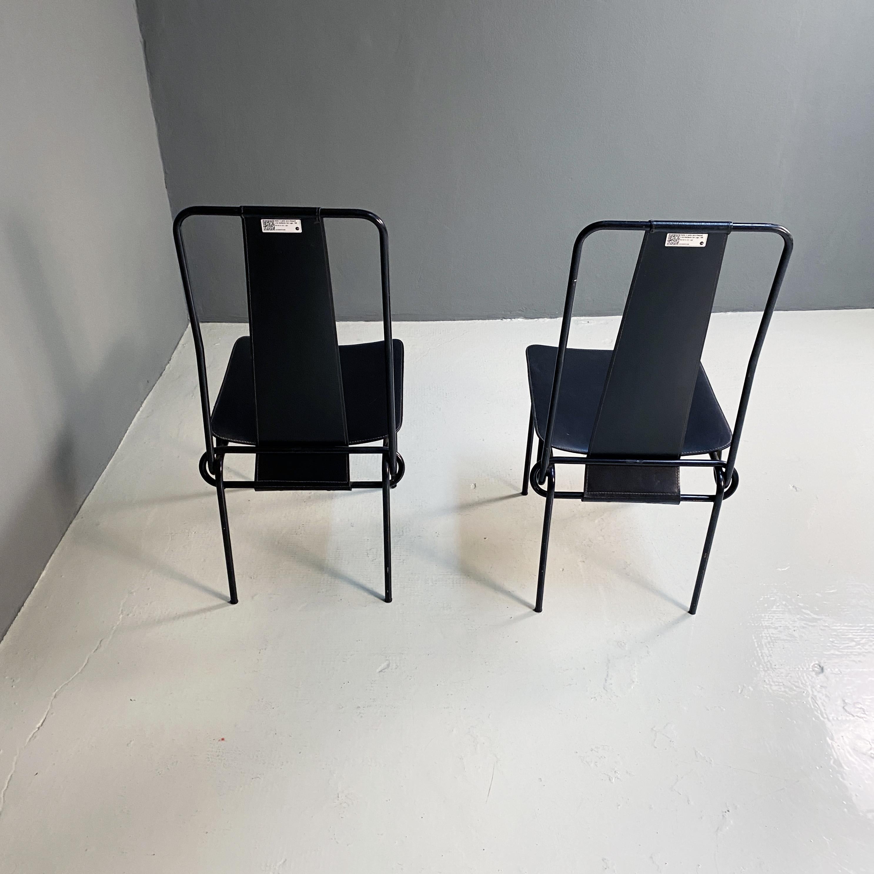 Italian modern Black chairs by Adalberto del Lago for Misura Emme, 1980s For Sale 1