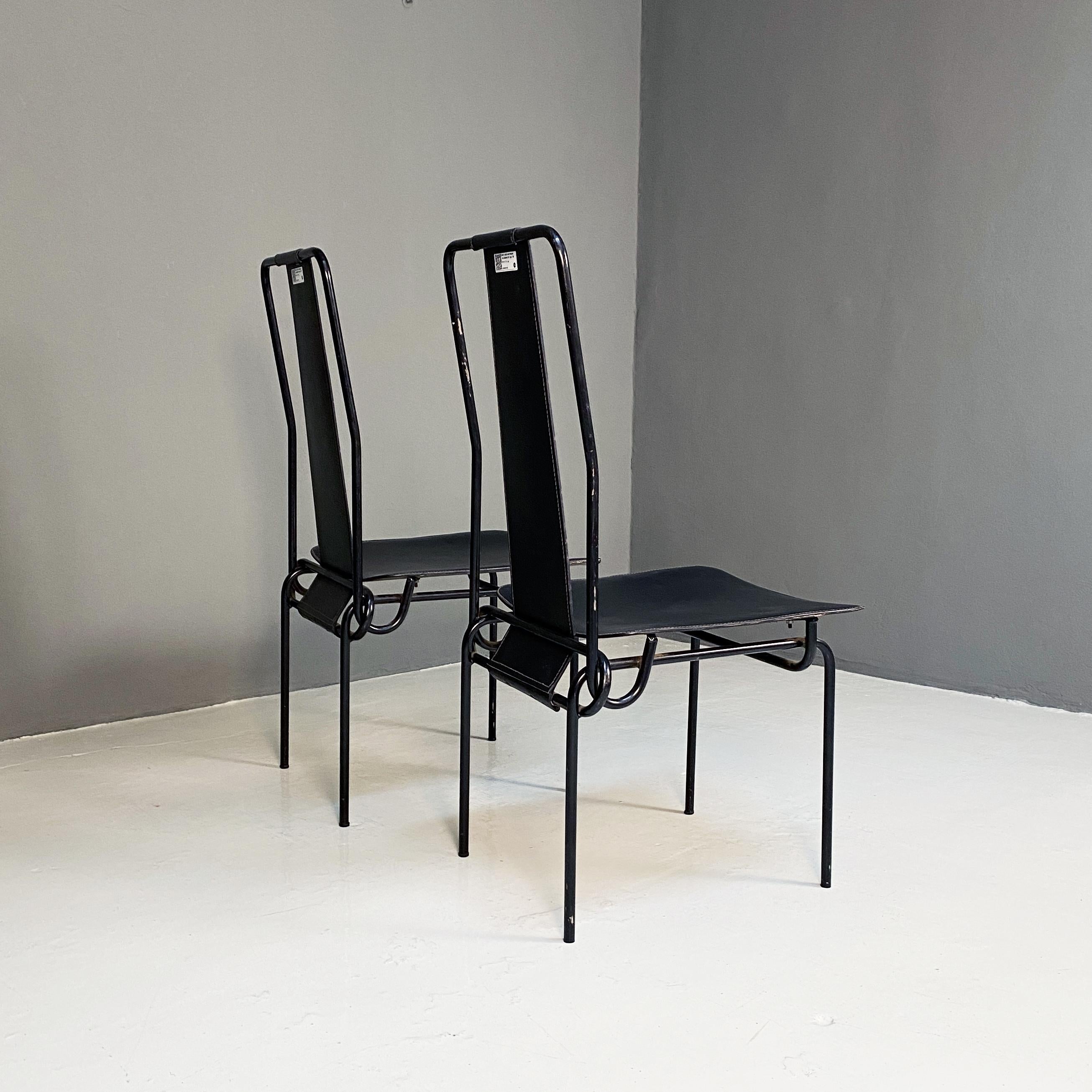 Italian modern Black chairs by Adalberto del Lago for Misura Emme, 1980s For Sale 2