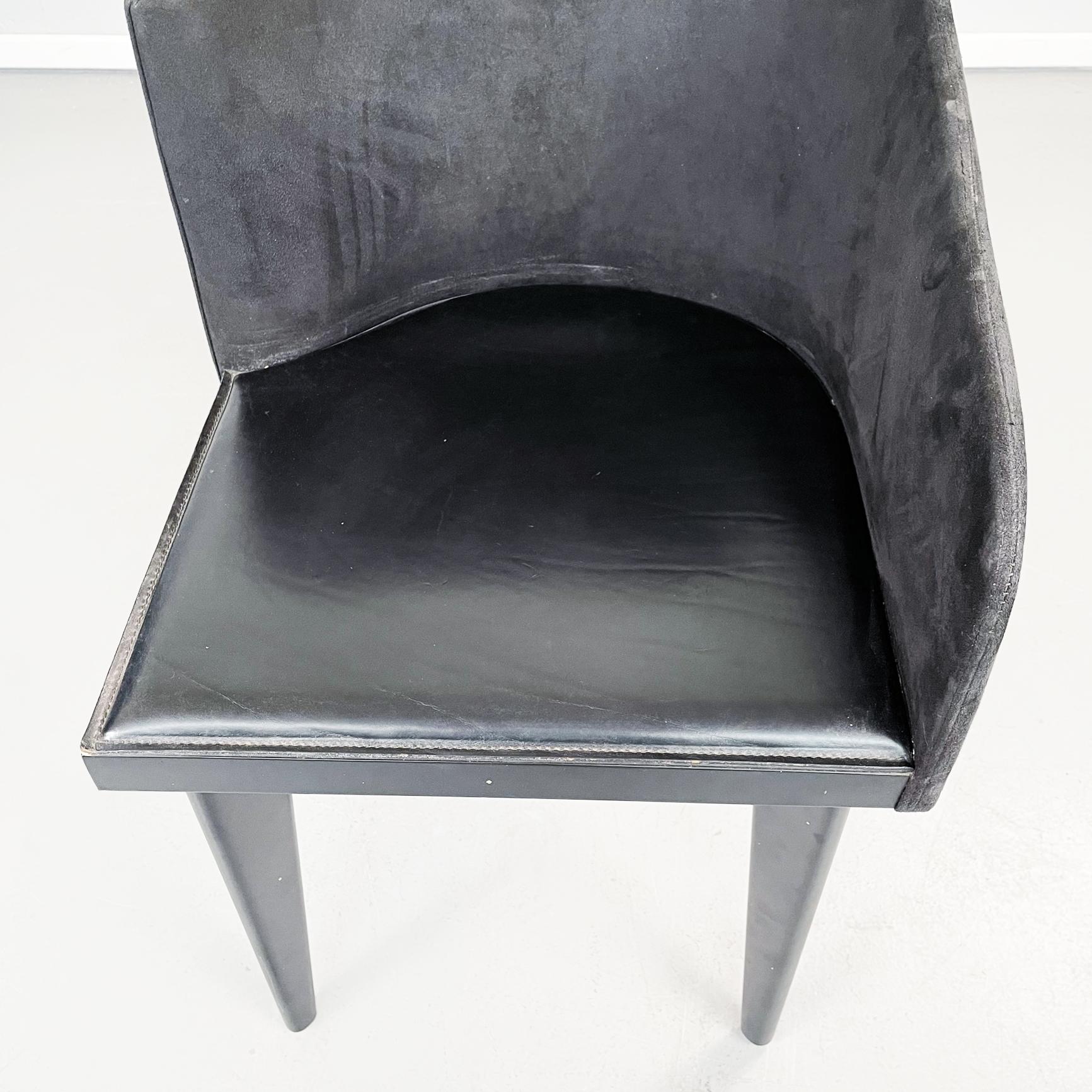 Italian Modern Black Chairs Toscana by Sartogo and Grenon for Saporiti, 1980s For Sale 7
