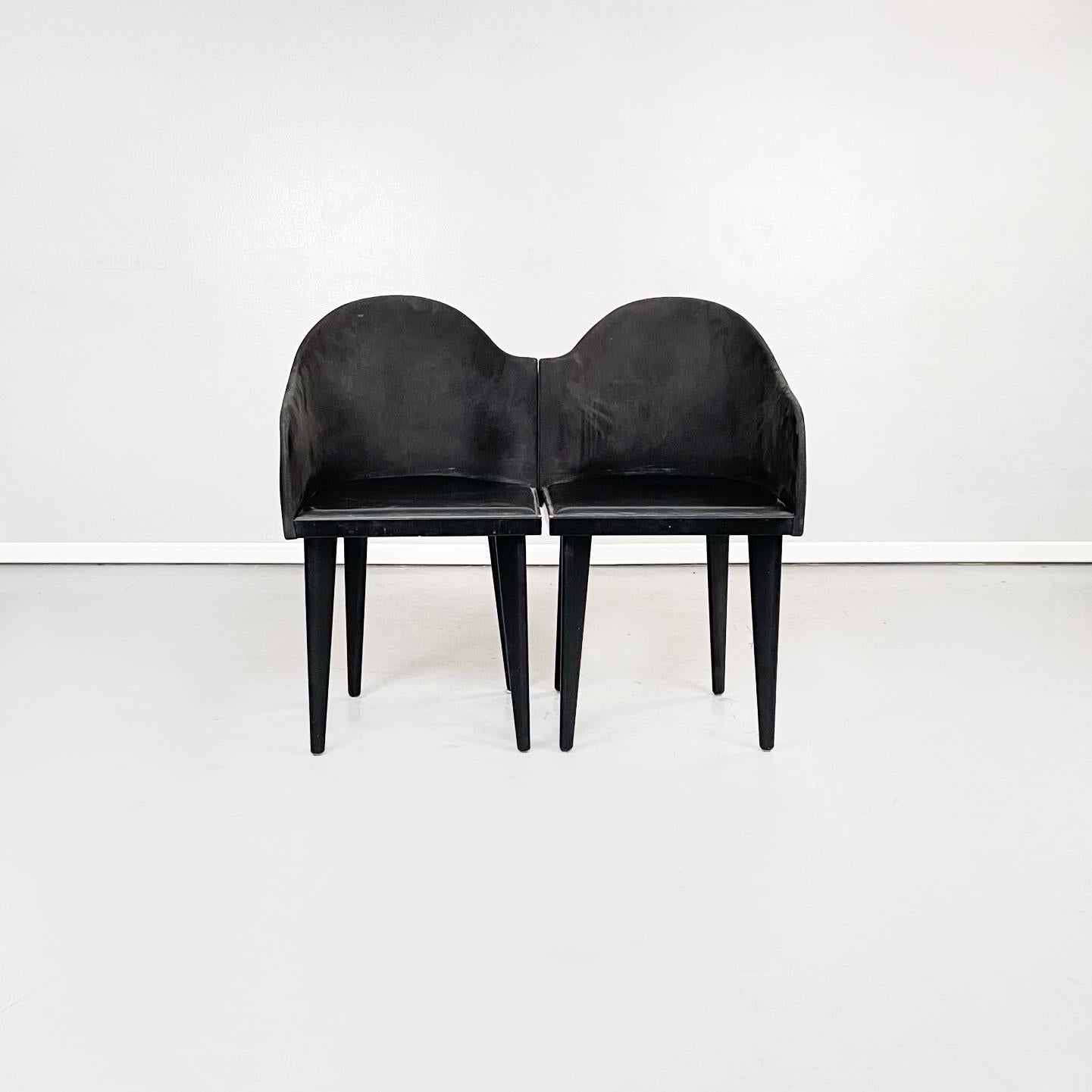 Moderne Chaises noires modernes italiennes Toscana de Sartogo et Grenon pour Saporiti, années 1980 en vente