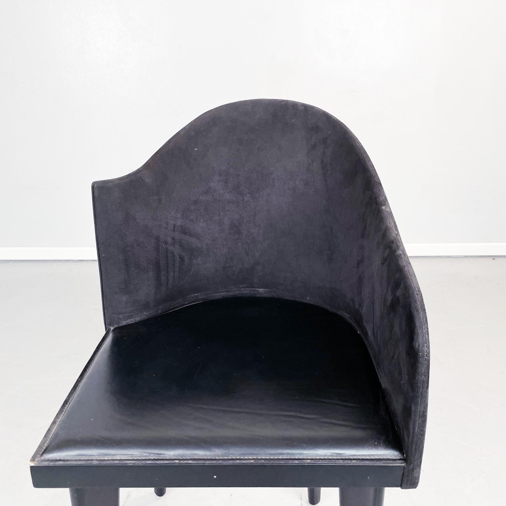 Italian Modern Black Chairs Toscana by Sartogo and Grenon for Saporiti, 1980s For Sale 1