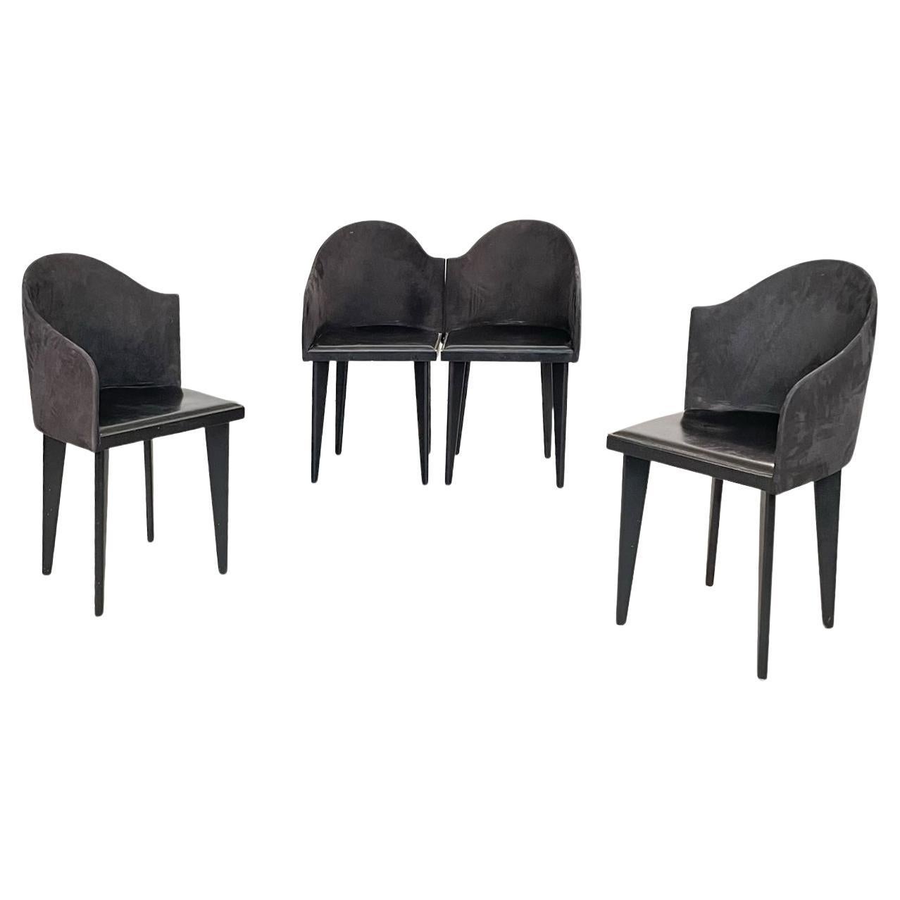 Chaises noires modernes italiennes Toscana de Sartogo et Grenon pour Saporiti, années 1980 en vente