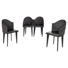 Used Italian Modern Black Chairs Toscana by Sartogo and Grenon for Saporiti, 1980s