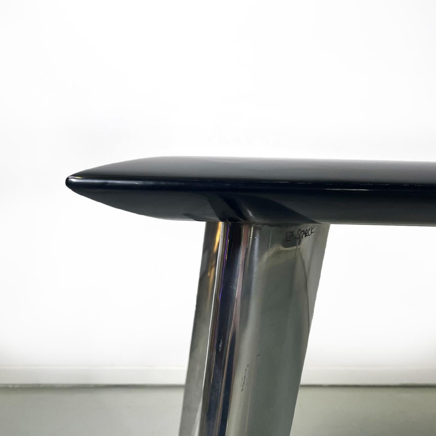 Late 20th Century Table de salle à manger noire moderne italienne M de Philippe Starck pour Driade Aleph, années 1980 en vente