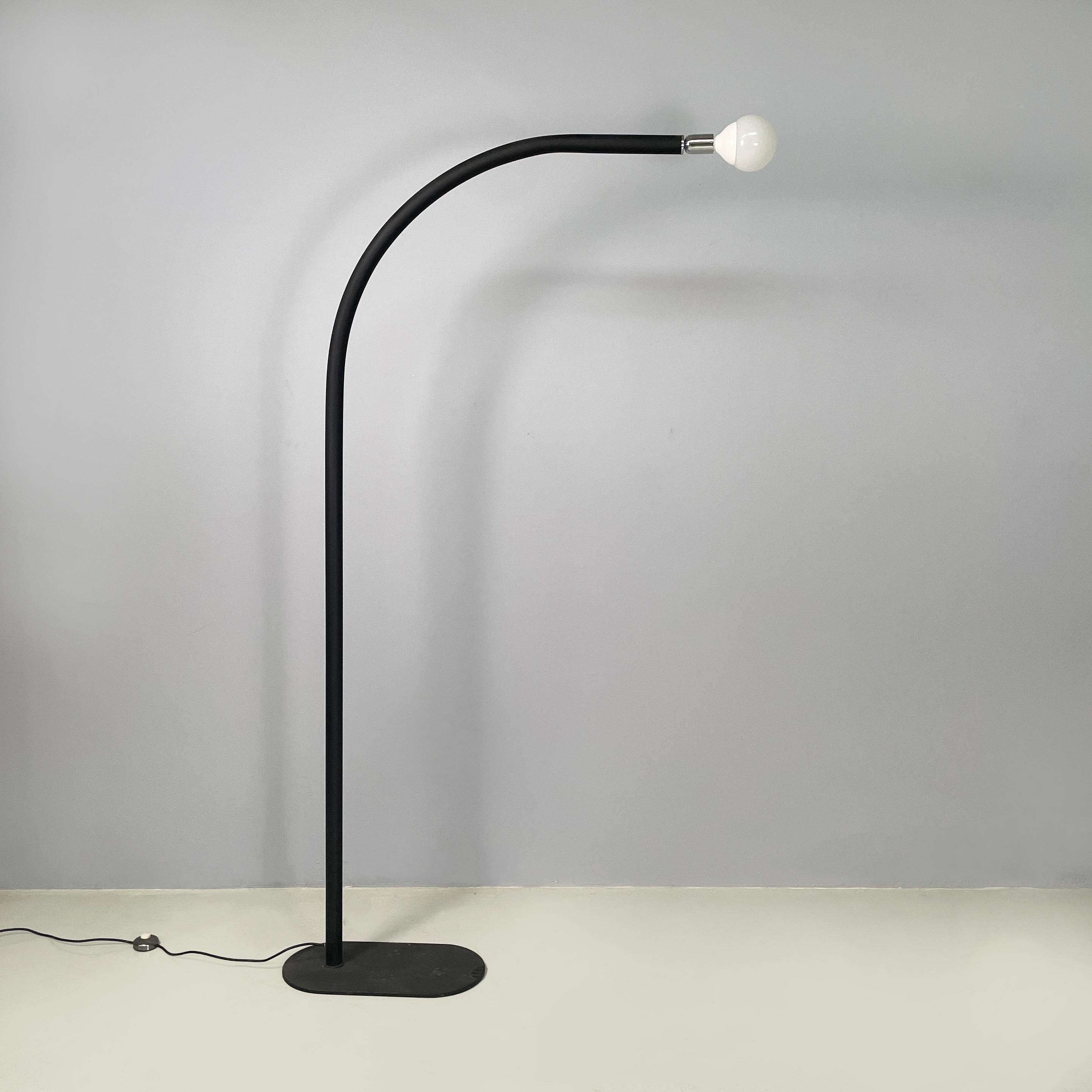 Modern Italian modern Black embossed metal floor lamp by Tito Agnoli Bieffeplast, 1970s For Sale