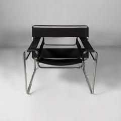 Italian modern black fabric armchairs Wassily by Marcel Breuer for Gavina, 1960s