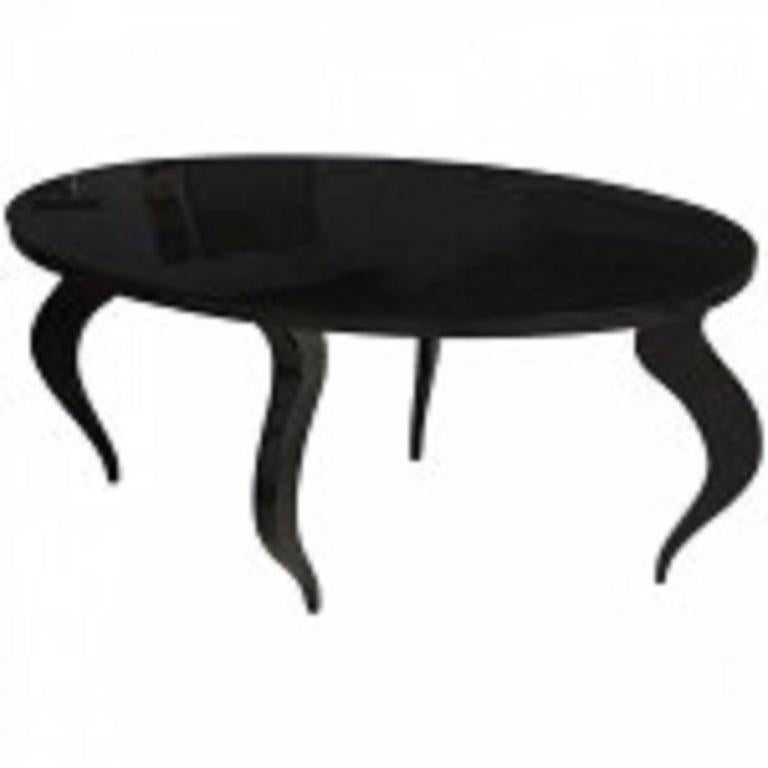 Lacquered Italian Modern Black Lacquer Center/Dining Table For Sale