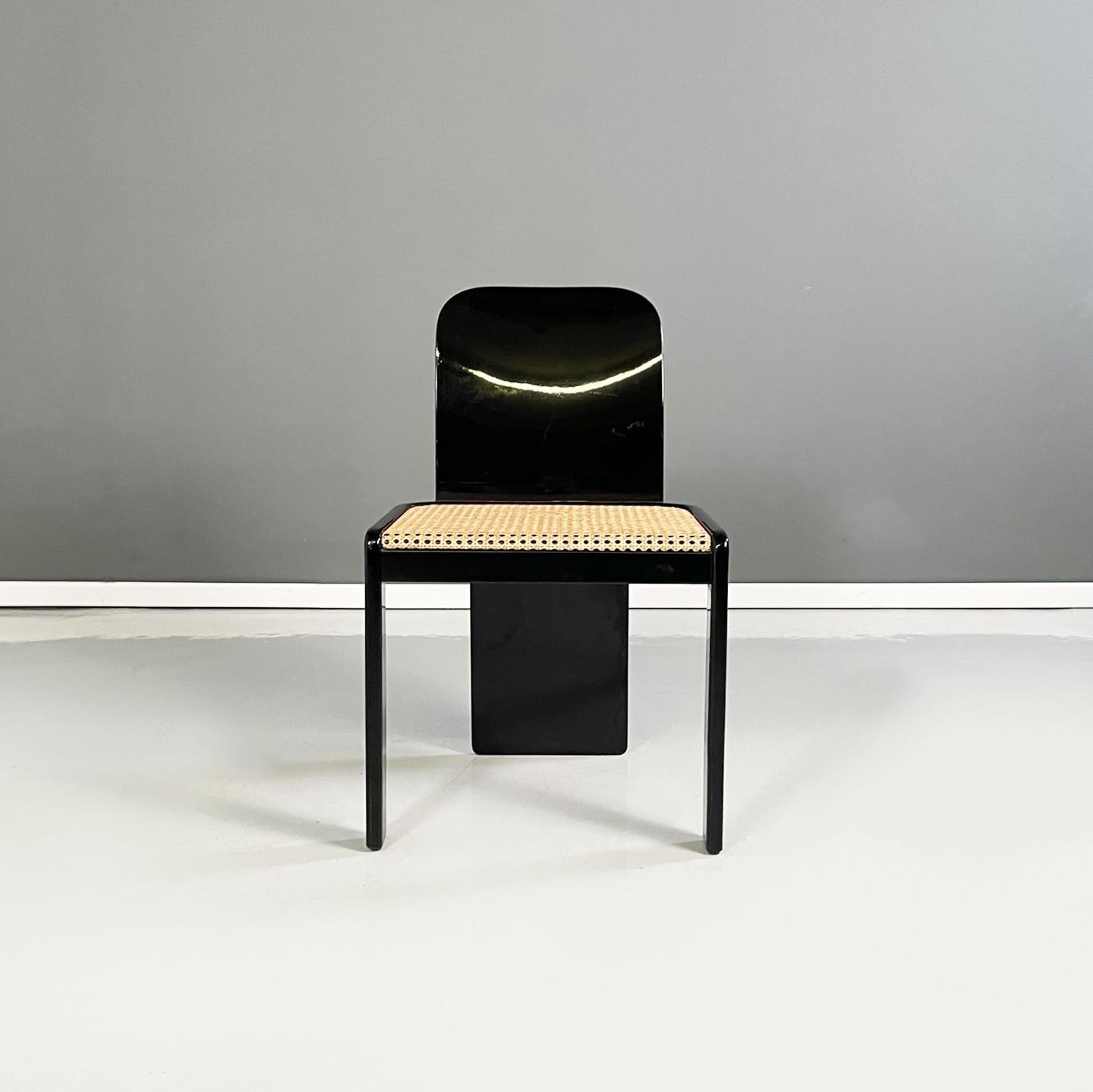 Mid-20th Century Italian Modern Black Lacquered Wood Chairs by Molinari for Pozzi Milano, 1960s