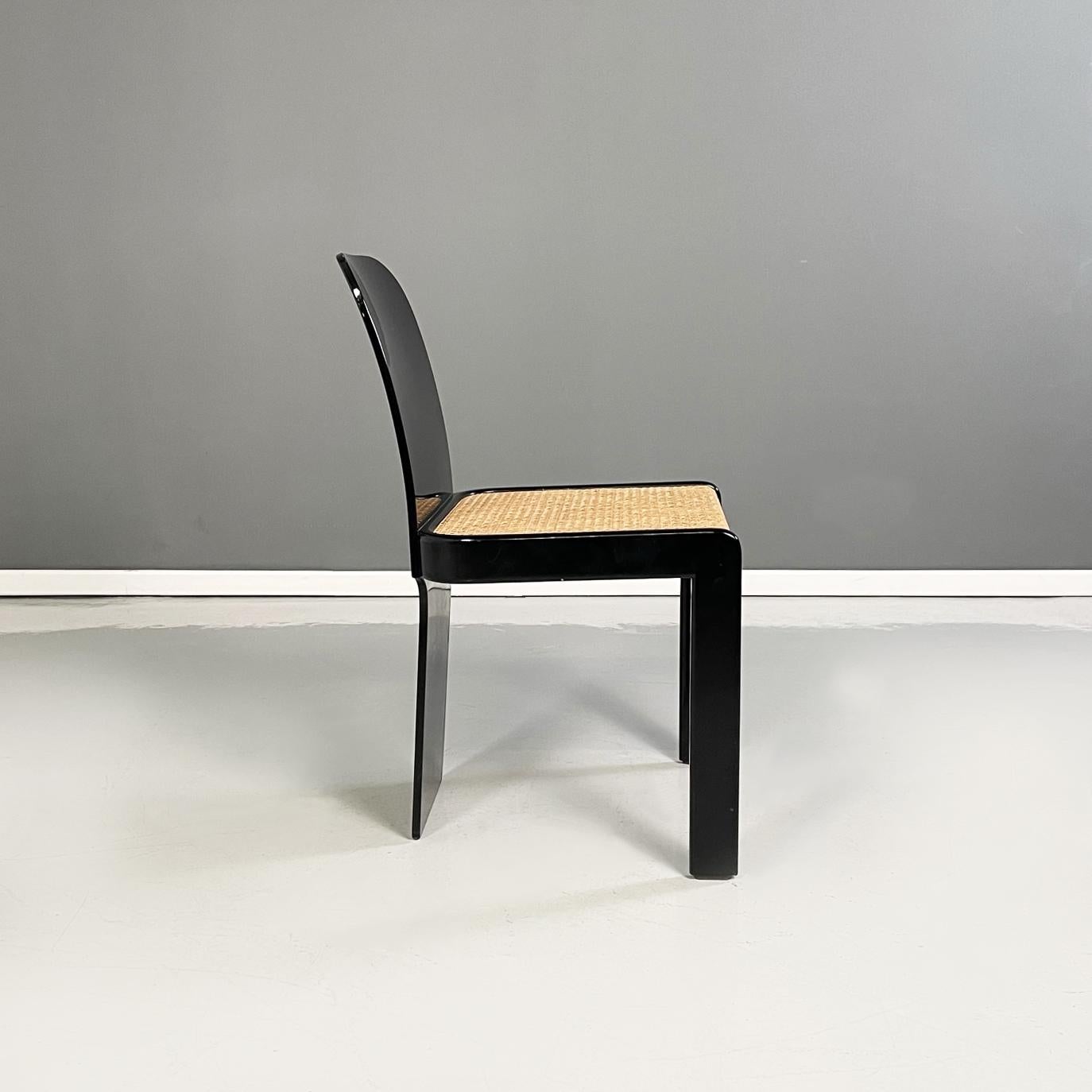 Italian Modern Black Lacquered Wood Chairs by Molinari for Pozzi Milano, 1960s 1