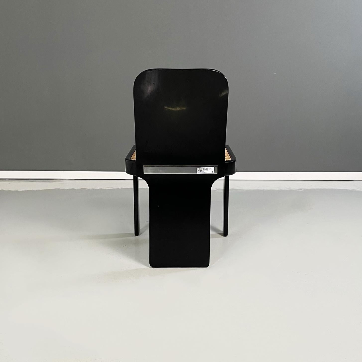 Italian Modern Black Lacquered Wood Chairs by Molinari for Pozzi Milano, 1960s 3