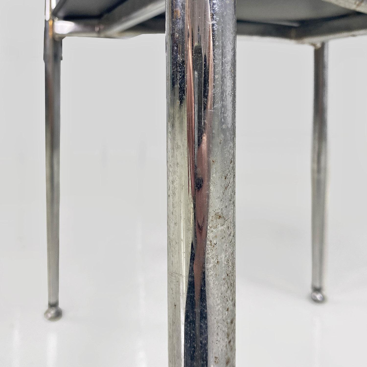 Italian modern black leather and chromed steel cockpit chairs, 1970s For Sale 11