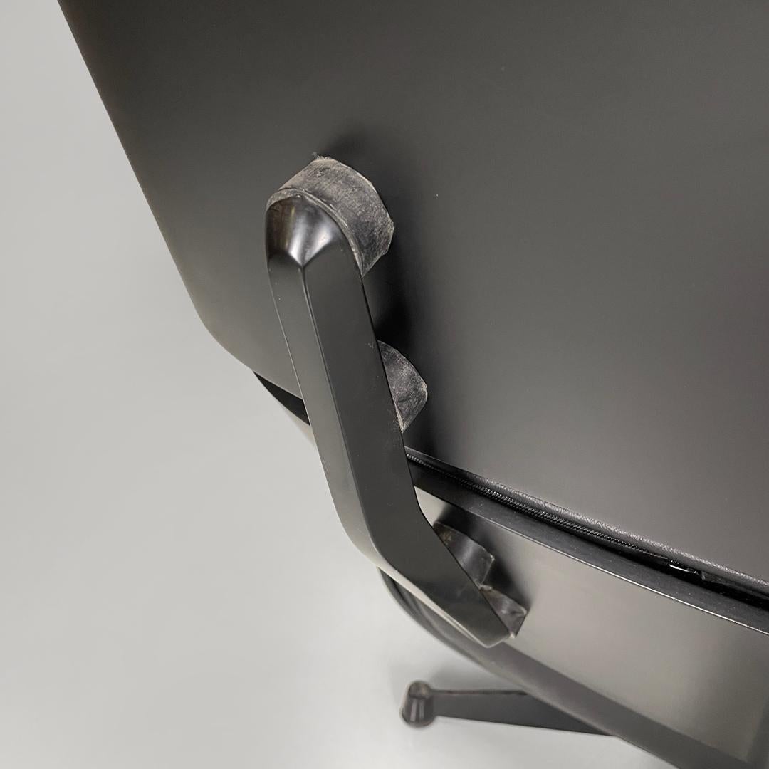 Sillón moderno italiano de cuero negro y metal 670 671 Eames para ICF, años 70 en venta 3
