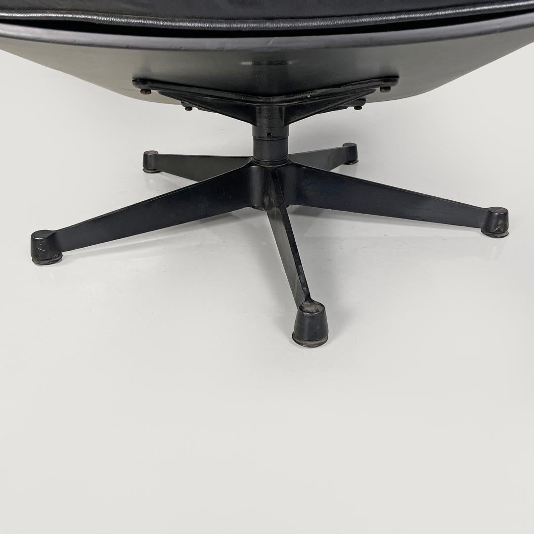 Sillón moderno italiano de cuero negro y metal 670 671 Eames para ICF, años 70 en venta 10