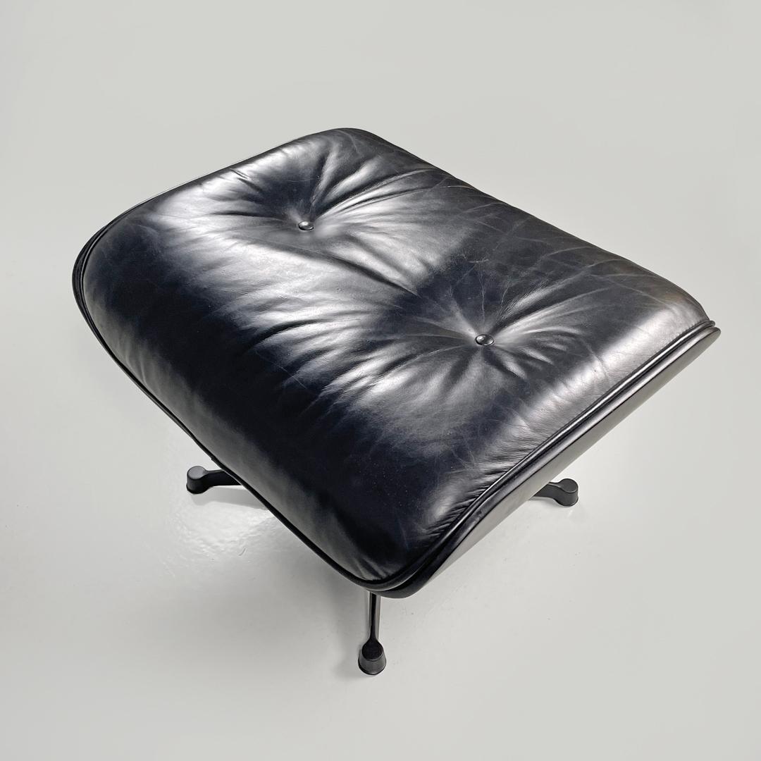 Sillón moderno italiano de cuero negro y metal 670 671 Eames para ICF, años 70 Metal en venta