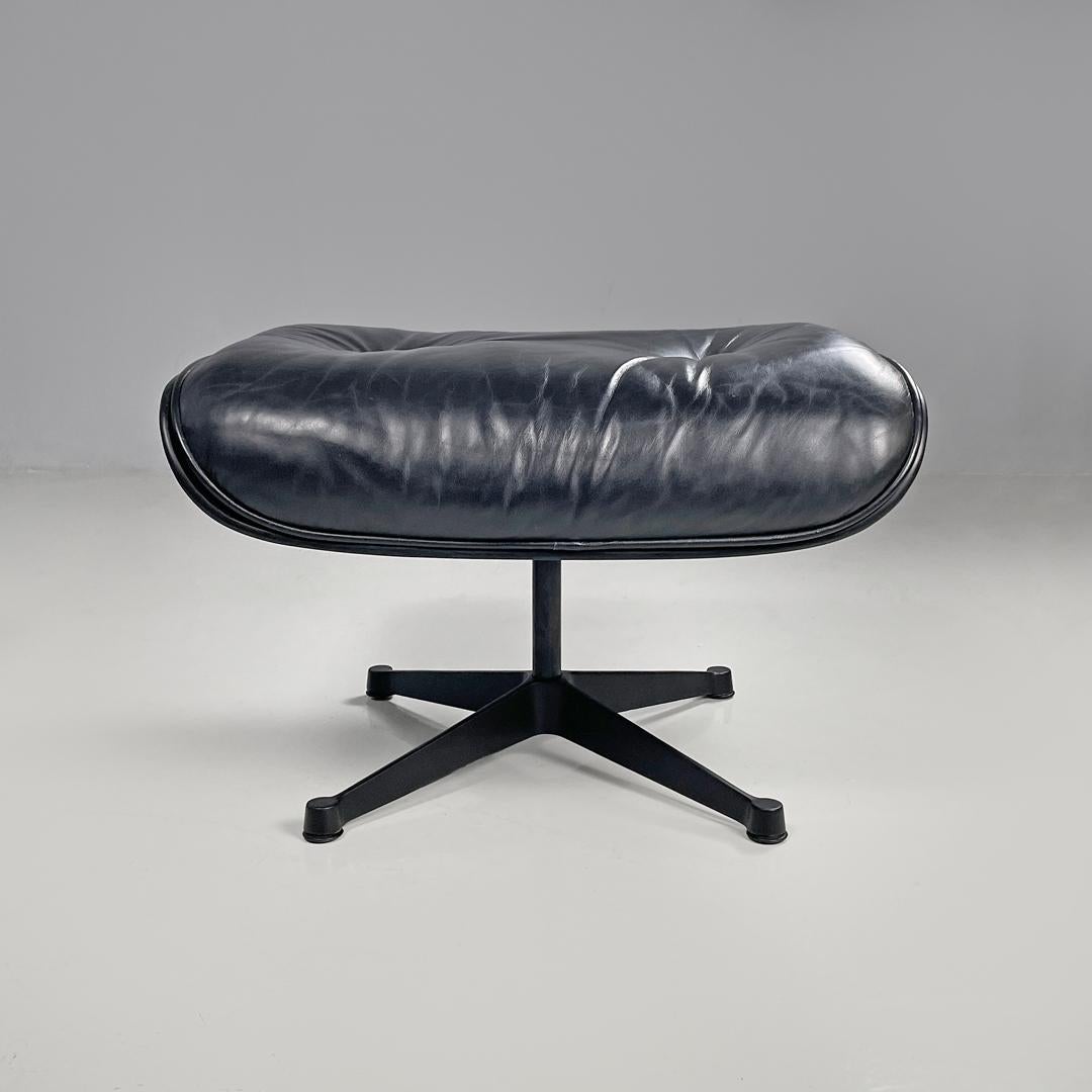 Sillón moderno italiano de cuero negro y metal 670 671 Eames para ICF, años 70 en venta 1