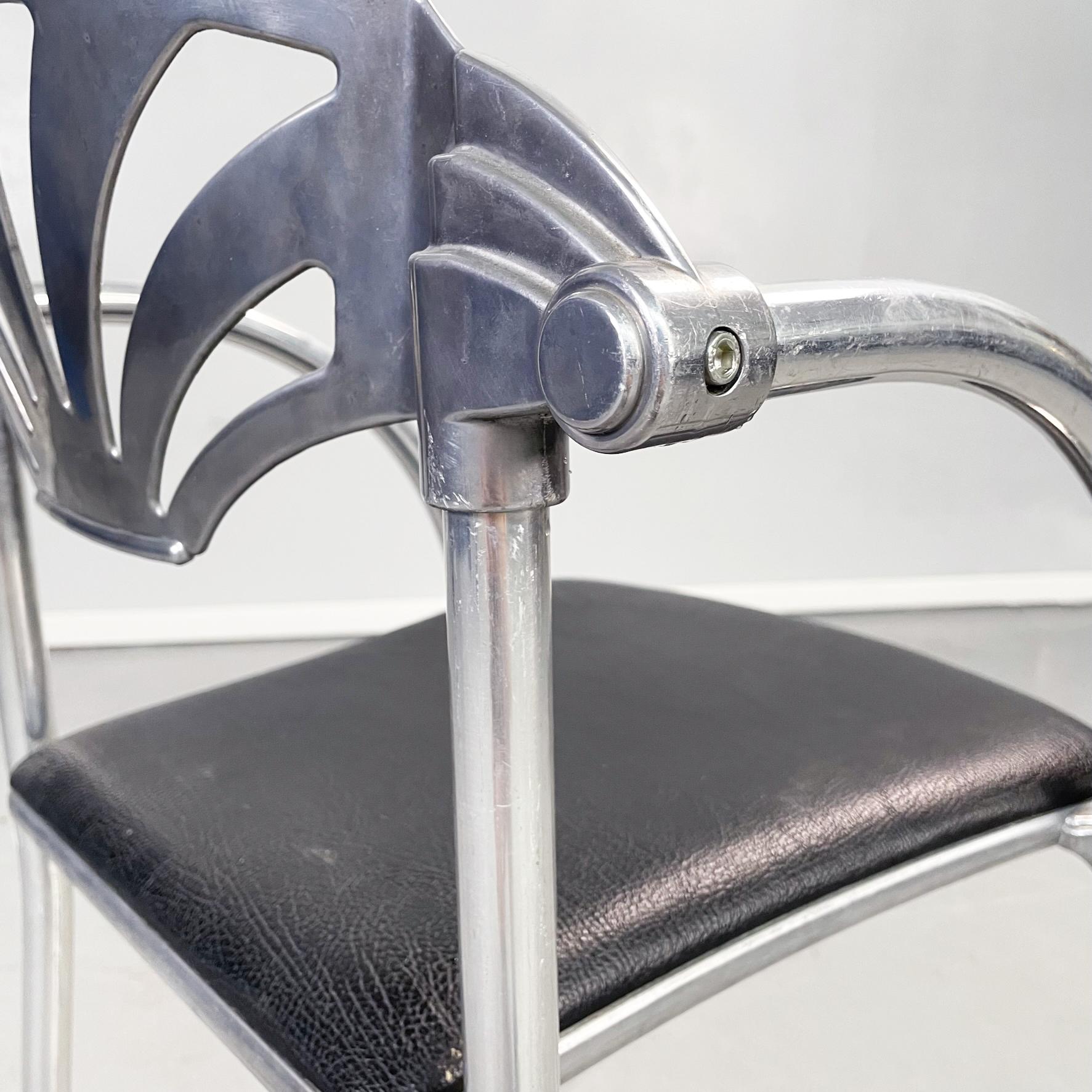 Italian Modern Black Leather Chair Alisea by Lisa Bross Studio Simonetti, 1980s 9