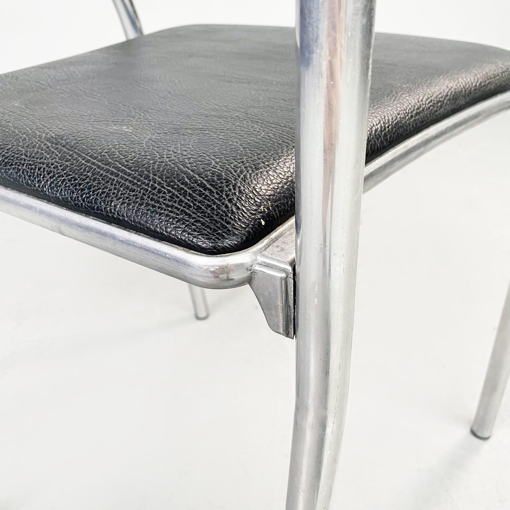Italian Modern Black Leather Chair Alisea by Lisa Bross Studio Simonetti, 1980s 10