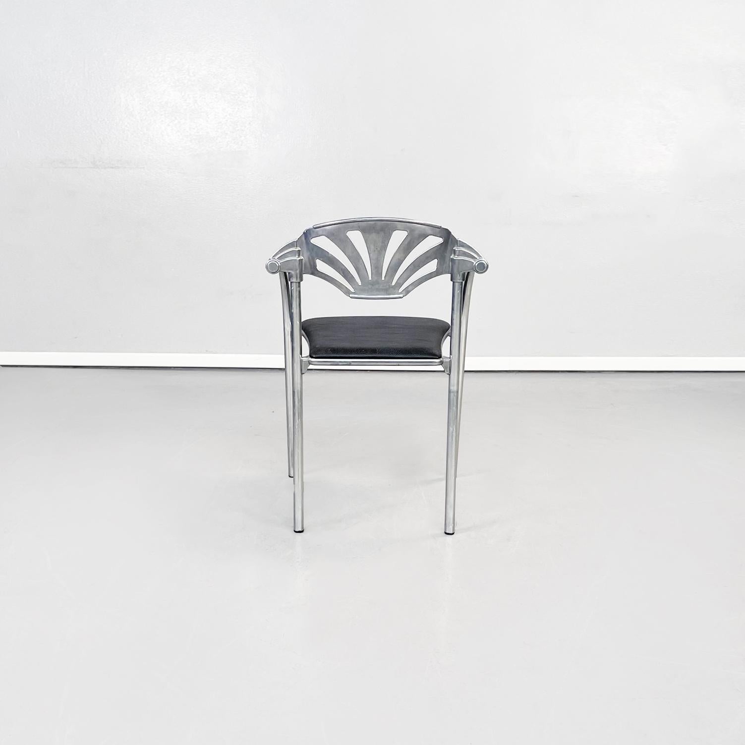 Late 20th Century Italian Modern Black Leather Chair Alisea by Lisa Bross Studio Simonetti, 1980s