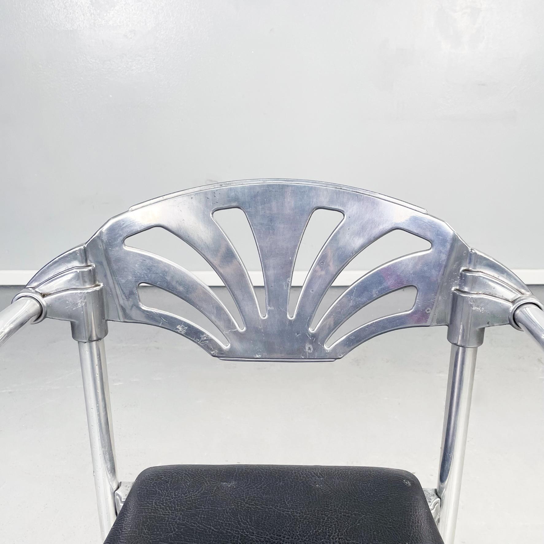 Italian Modern Black Leather Chair Alisea by Lisa Bross Studio Simonetti, 1980s 1