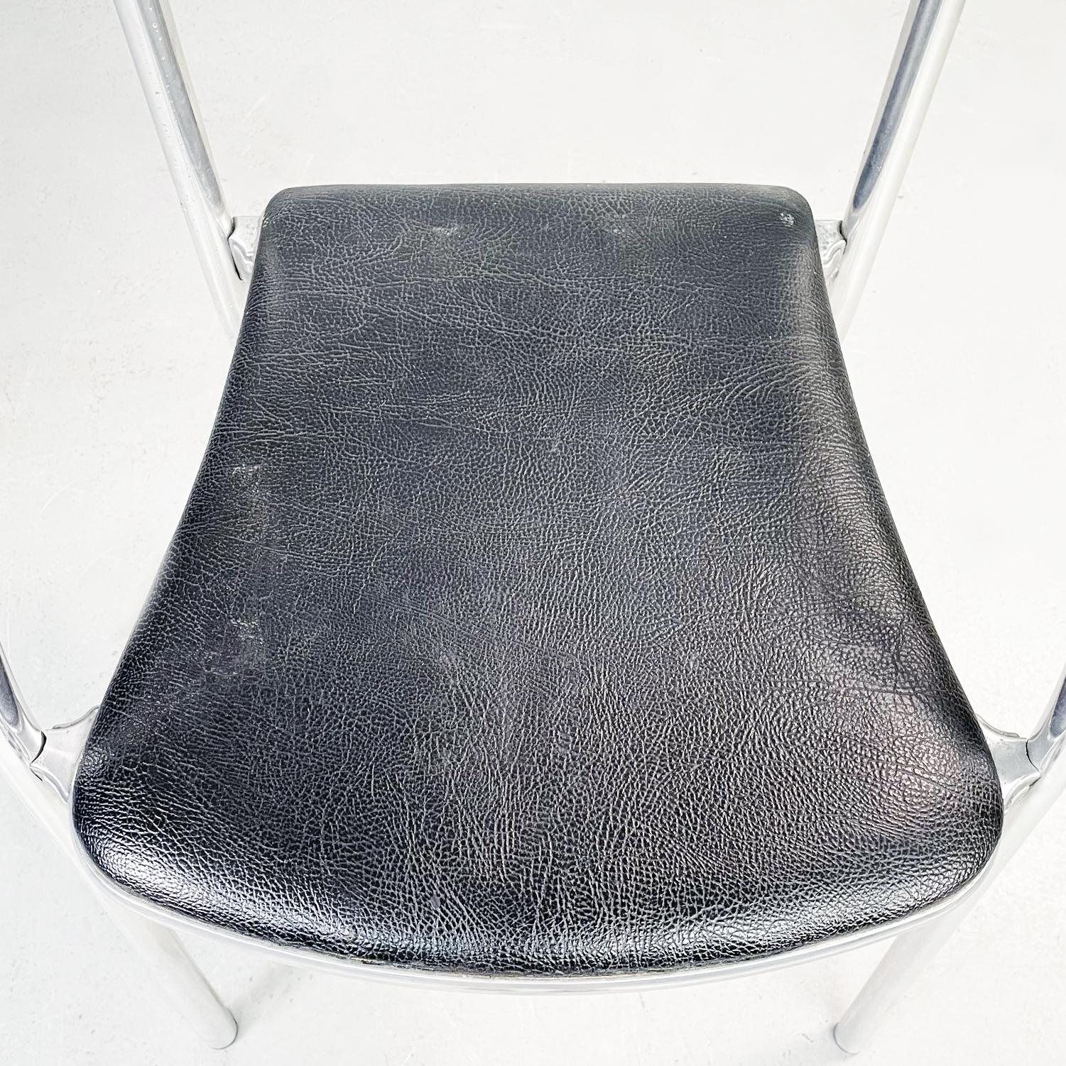 Italian Modern Black Leather Chair Alisea by Lisa Bross Studio Simonetti, 1980s 2