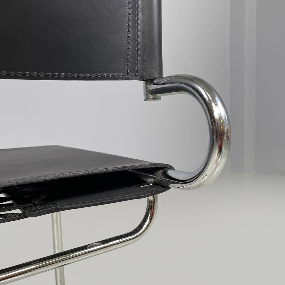Italian modern black leather chairs Terry by Luigi Saccardo for Arrmet, 1970s For Sale 6
