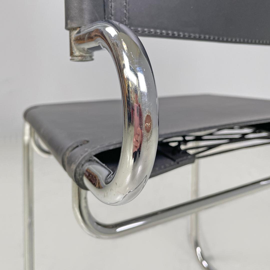 Italian modern black leather chairs Terry by Luigi Saccardo for Arrmet, 1970s For Sale 8