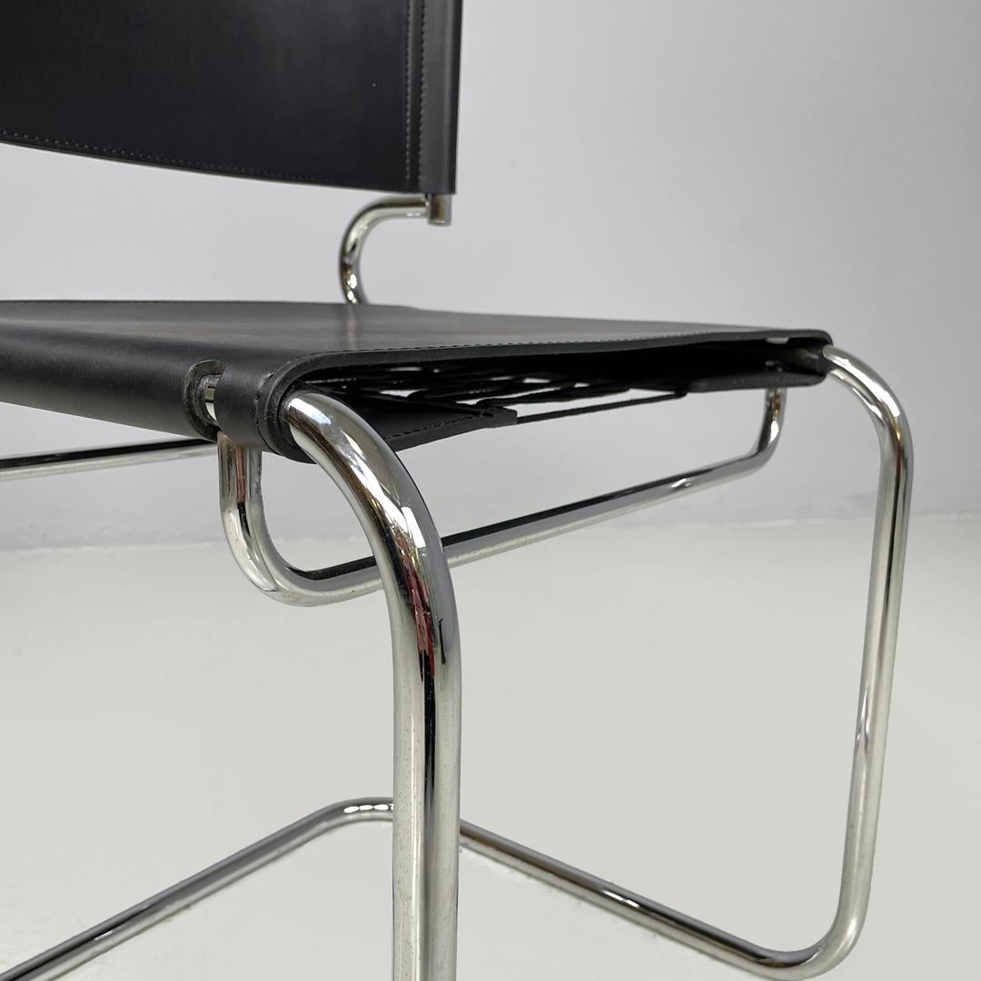 Italian modern black leather chairs Terry by Luigi Saccardo for Arrmet, 1970s For Sale 11