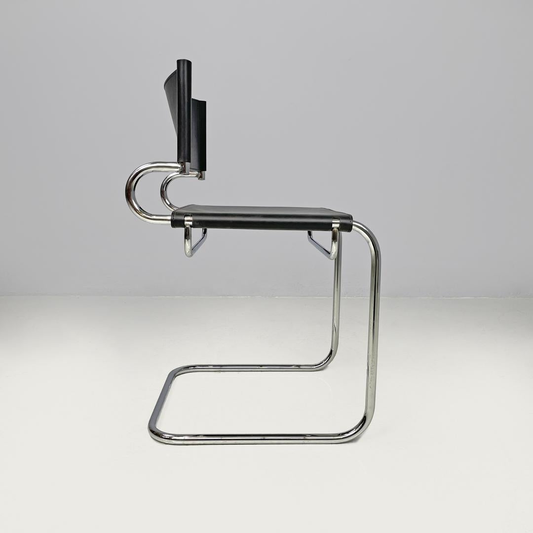 Italian modern black leather chairs Terry by Luigi Saccardo for Arrmet, 1970s In Good Condition For Sale In MIlano, IT