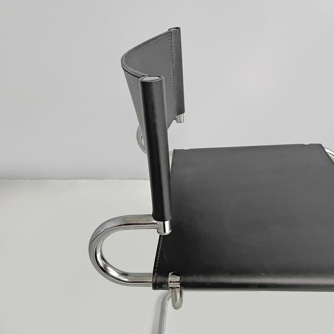 Italian modern black leather chairs Terry by Luigi Saccardo for Arrmet, 1970s For Sale 2