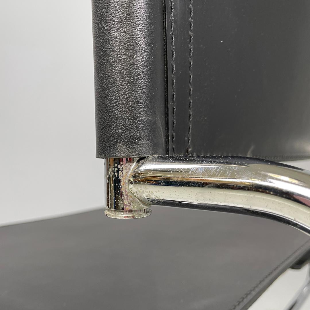 Italian modern black leather chairs Terry by Luigi Saccardo for Arrmet, 1970s For Sale 3