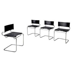 Chaises modernes italiennes en cuir noir Terry de Luigi Saccardo pour Arrmet, 1970