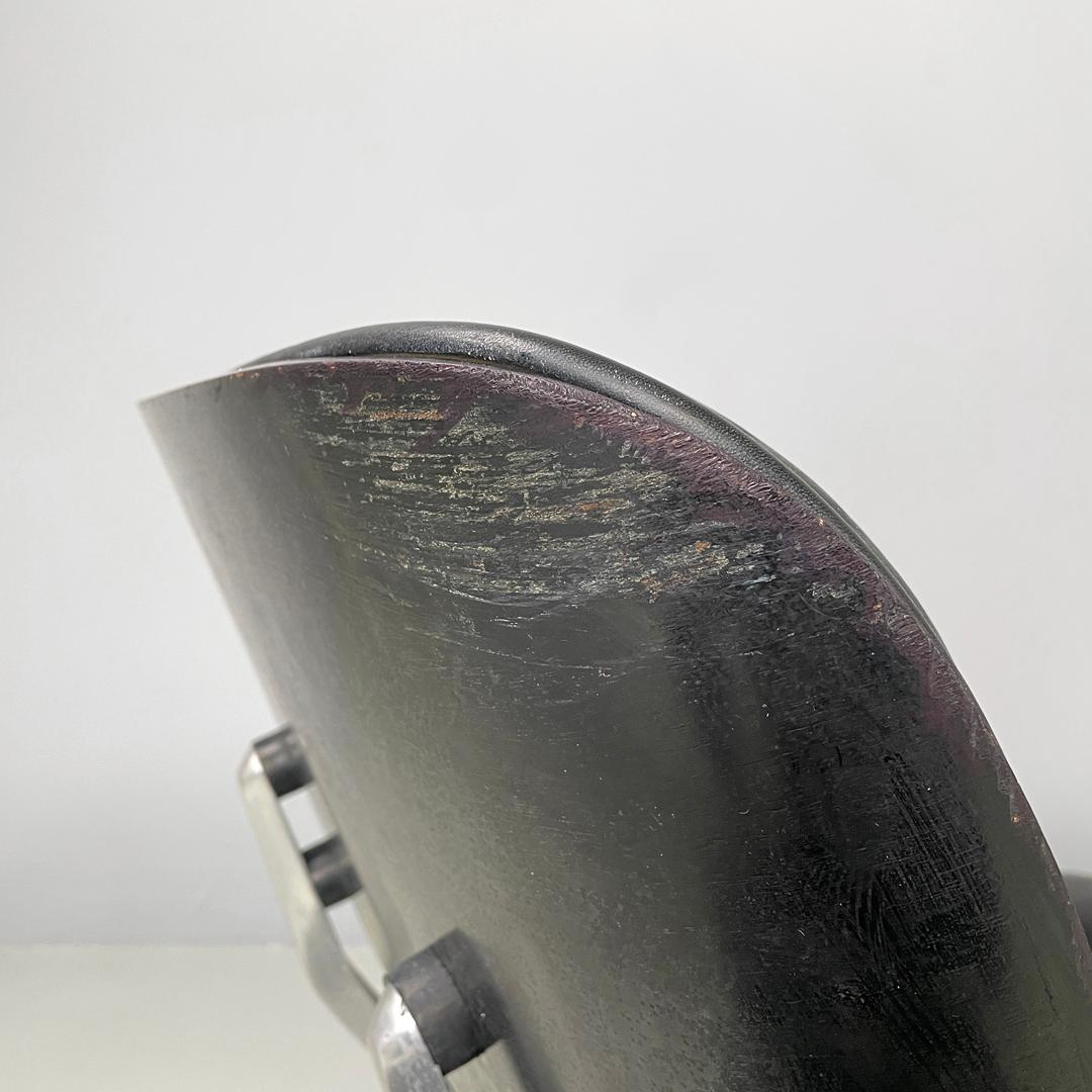 Italian modern black leather lounge chair 670 671 by Eames for ICF, 1970s For Sale 5