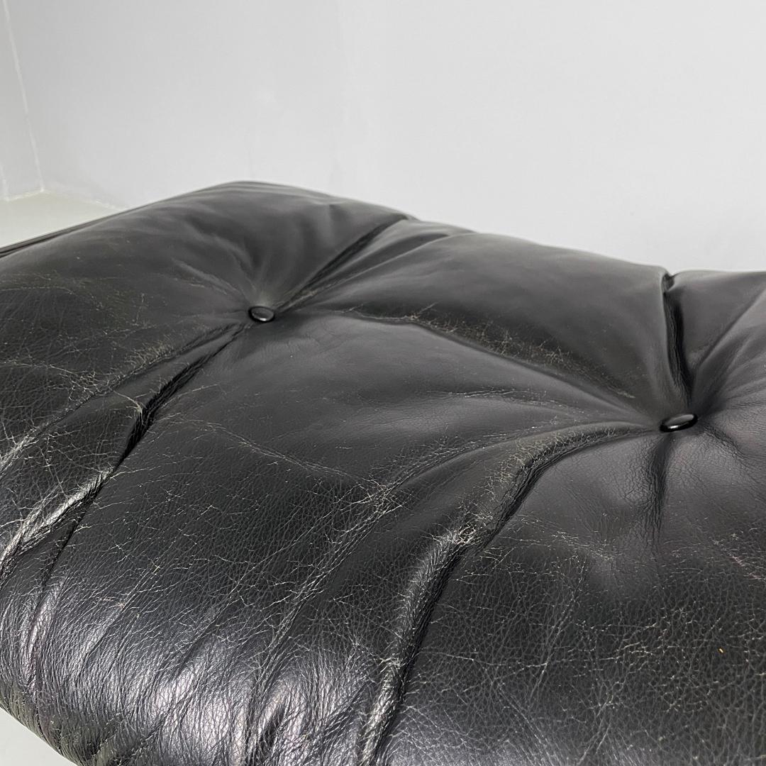 Italian modern black leather lounge chair 670 671 by Eames for ICF, 1970s For Sale 9