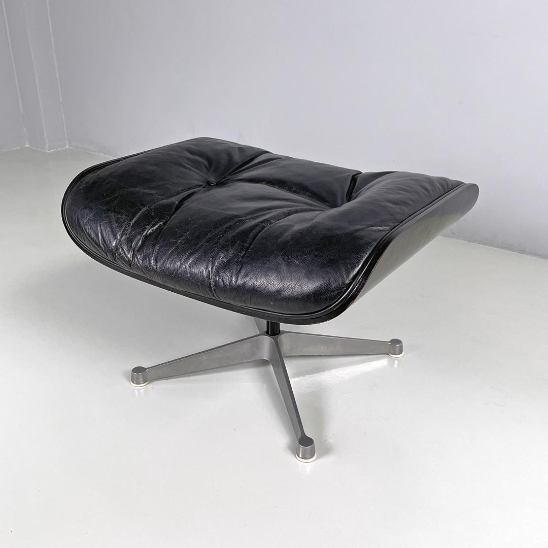 Italian modern black leather lounge chair 670 671 by Eames for ICF, 1970s For Sale 2