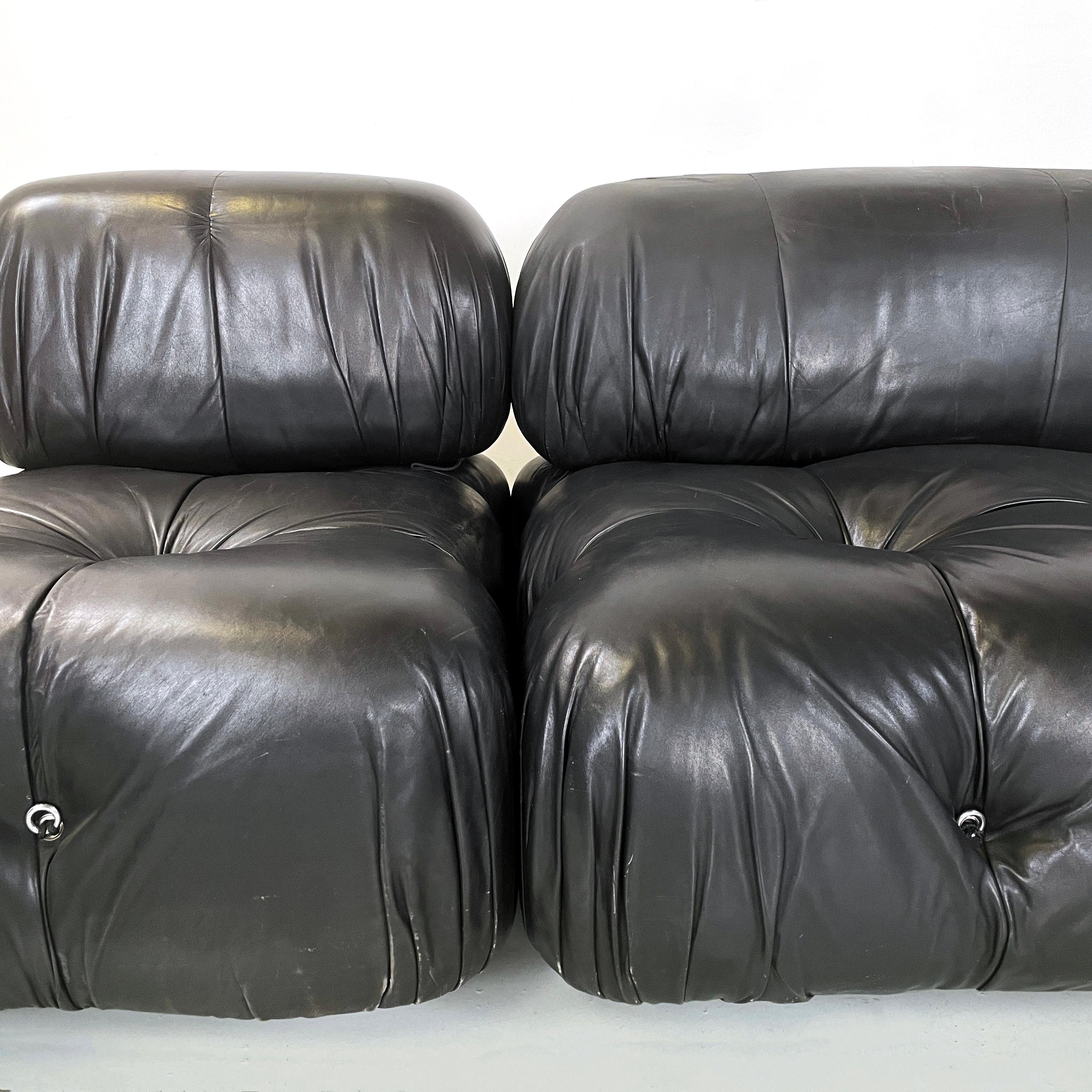 Italian modern Black leather modular sofa Camaleonda by Bellini for B&B, 1970s 4