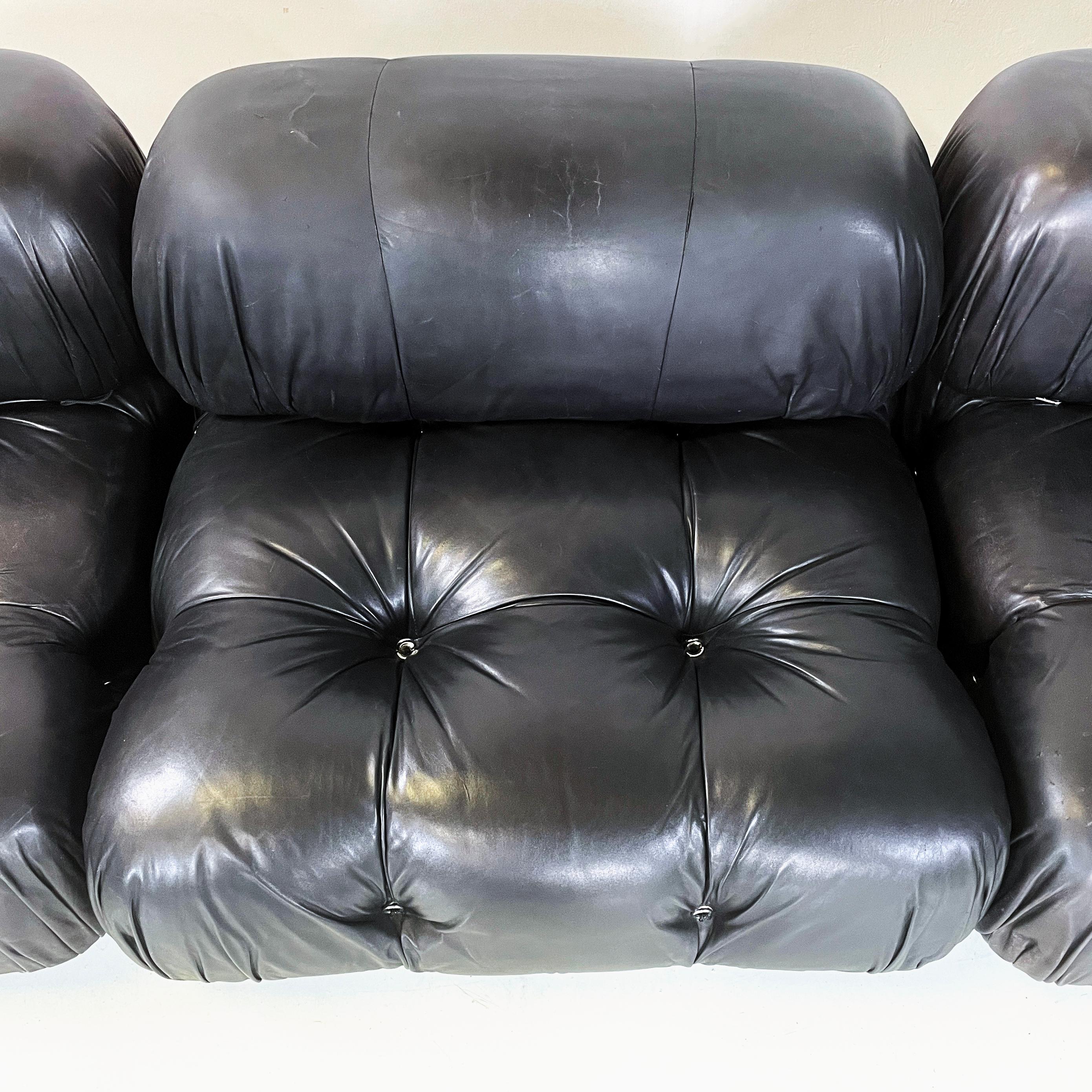 Italian modern Black leather modular sofa Camaleonda by Bellini for B&B, 1970s 5