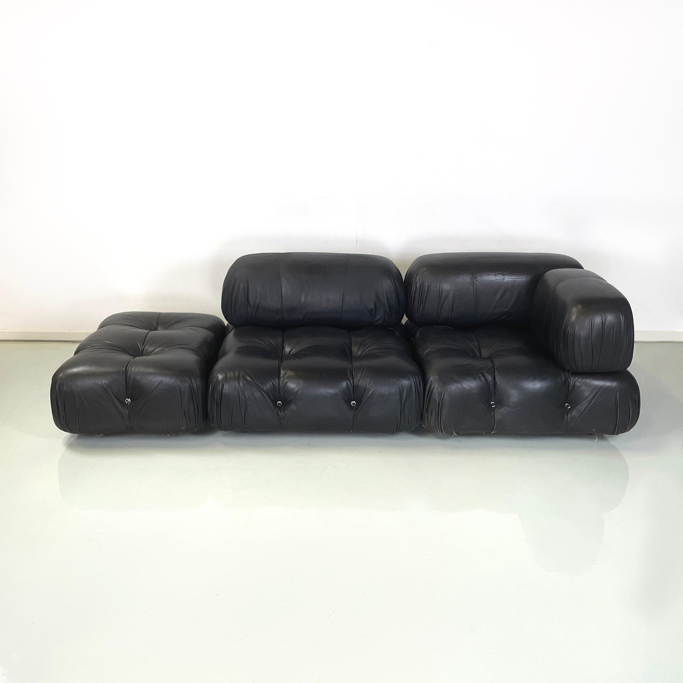 Italian modern Black leather modular sofa Camaleonda by Bellini for B&B, 1970s 1