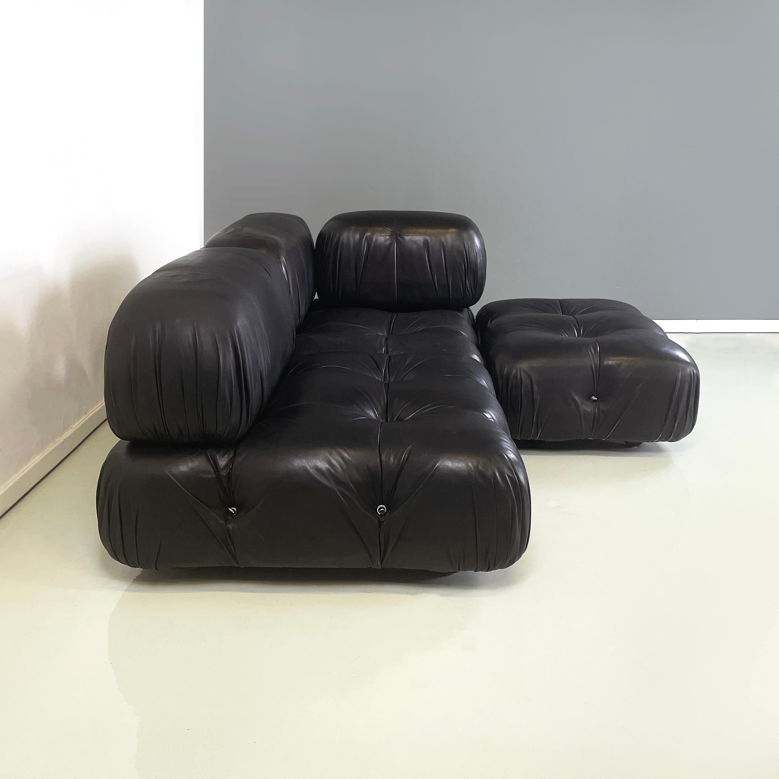 Italian modern Black leather modular sofa Camaleonda by Bellini for B&B, 1970s 2