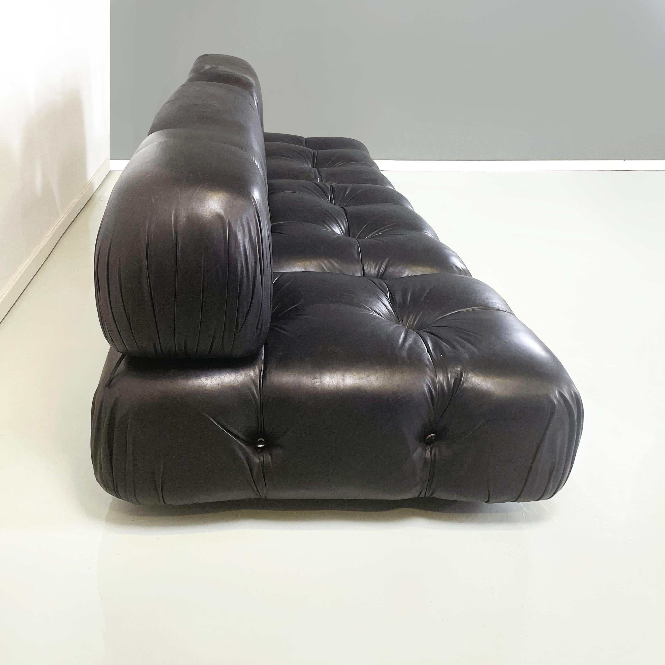 Italian modern Black leather modular sofa Camaleonda by Bellini for B&B, 1970s 3