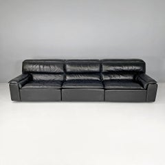 Italian modern black leather sofa Bogo Carlo Bartoli Rossi for Albizzate, 1970s