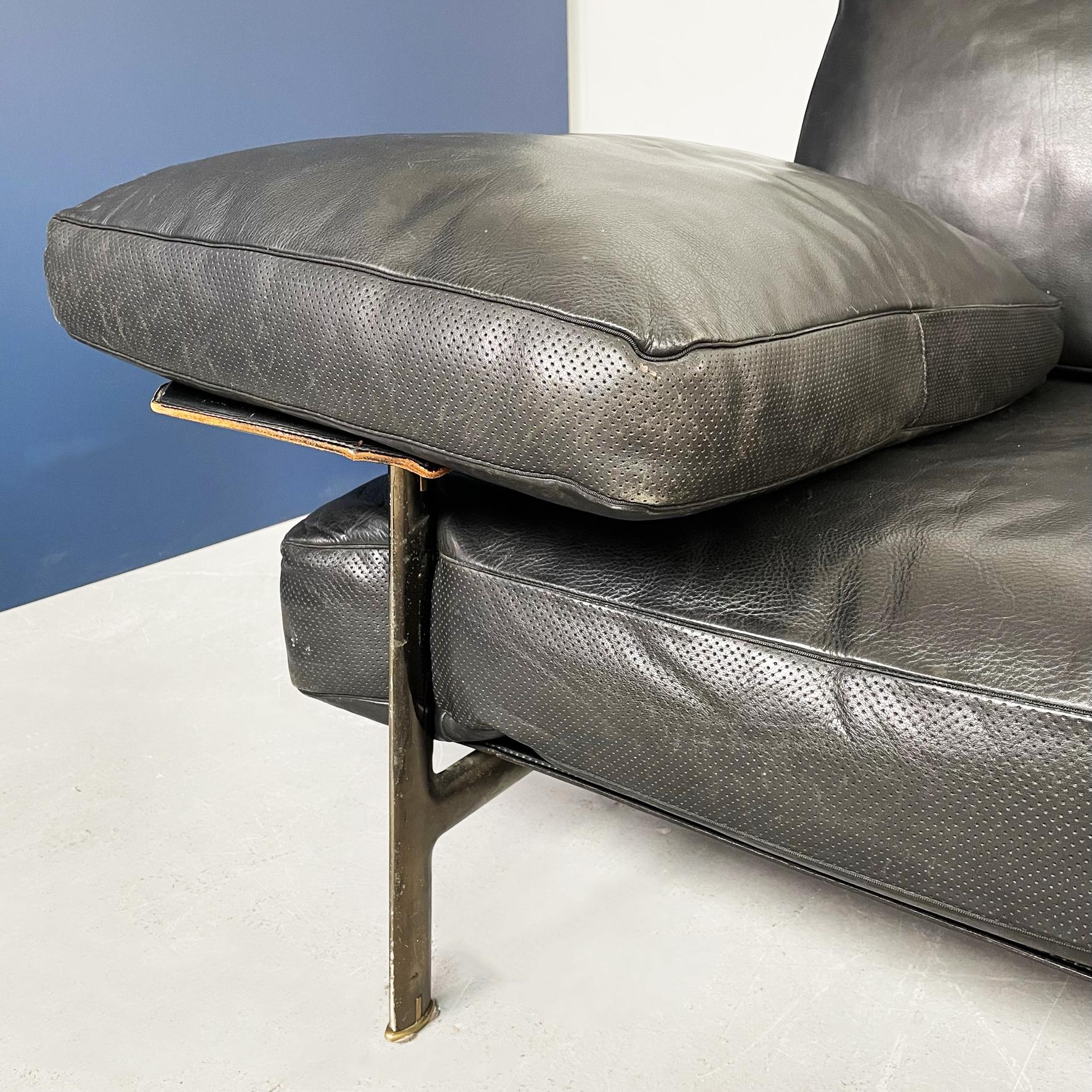 Italian Modern Black Leather Sofa Diesis by Antonio Citterio for B&B, 1980s For Sale 2