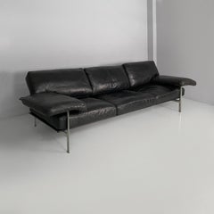 Italian modern black leather sofa Diesis by Citterio Nava for B&B Italia, 1980s