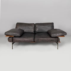 Italian modern black leather sofa Diesis by Citterio Nava for B&B Italia, 1980s
