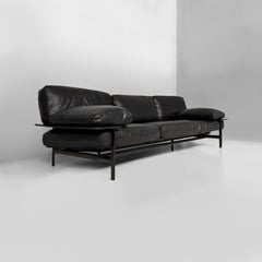 Italian modern black leather sofa Diesis by Citterio Nava for B&B Italia, 1980s