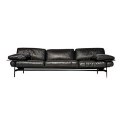 Italian modern black leather sofa Diesis by Citterio Nava for B&B Italia, 1980s