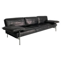 Italian modern black leather sofa Diesis by Citterio Nava for B&B Italia, 1980s