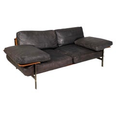 Italian modern black leather sofa Diesis by Citterio Nava for B&B Italia, 1980s