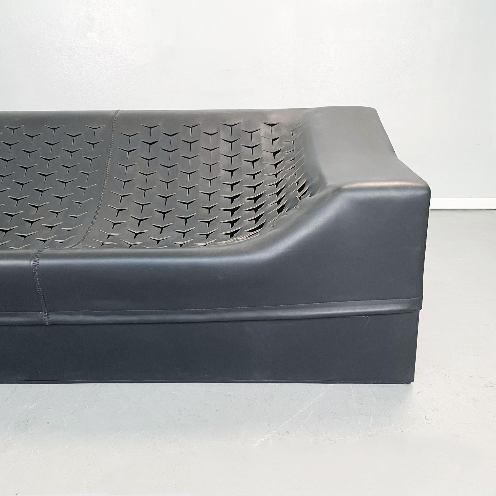 Steel Italian Modern Black Leather Sofa Skin by Jean Nouvel for Molteni & C., 2000s
